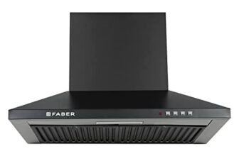 Faber Pluto 60 cm 1000 m³/hr Wall Mounted Kitchen Chimney | Baffle Filter | Push Button | LED Lights | 1 Year Comprehensive Warranty and 12 Years on Motor | Black | HOOD PLUTO PB BF BK 60