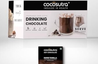 COCOSUTRA Drinking Chocolate Mix | Swiss Vanilla | 20 Single-Serve Sachets (20g Each) | Vegan & Gluten Free | No Preservatives | Enjoy Hot or Cold | Ready in 2 Minutes | 400g