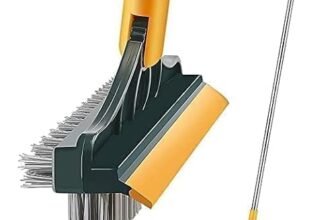 YETI 3-in-1 Bathroom Cleaning Brush with Wiper – Bathroom Cleaning Brush Long Handle 180° Rotate Toilet Brush Bathroom Tiles Cleaning, Wiper Floor Scrub for Kitchen Bathroom Cleaning (Multi-Color)