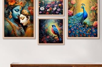 ARTELLY Wall Painting For Living Room Bedroom – Framed Wall Art – Painting For Wall Decoration – Office Frames For Wall Decor (Set Of 4) (Medium, Modern 6)