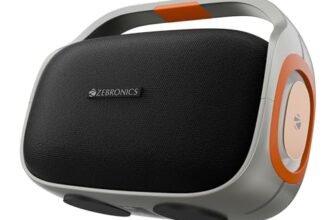 ZEBRONICS 2026 Launch 60W Bluetooth Speaker, Upto 6Hrs Playback, Dual 78mm Drivers, Dual Passive Radiators, Multicolor LED Light, TWS, BT v5.3, USB, AUX, Type-C (Sound Feast 270, Silver & Orange)