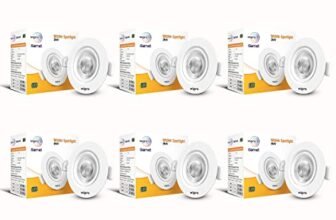 wipro Garnet 3W LED Wave Spotlight |Cool White Light (6500K) | Adjustable Design | Recessed Tiltable Downlighter for False Ceiling | Pack of 6