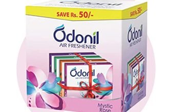 Odonil Bathroom & Toilet Air Freshener Blocks 288g (Pack of 4 x 72g) | Germ Protection | Lasts Up to 45 Days Freshness | 4 Fragrances in One Pack | Lavender, Orchid, Jasmine & Rose | For Home & Office