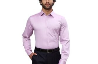 Raymond Cotton Men’s Solid Slim Shirt (RMSX12121-R4_Red, 42