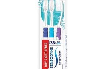 Sensodyne Deep Clean Toothbrush | Extra Soft Bristles Tooth Brush | Effective Cleaning, Gentle on Teeth, Toothbrush Set Pack of 3 (Buy 2 Get 1 Free), Multicolour | Dentist Recommended Brand