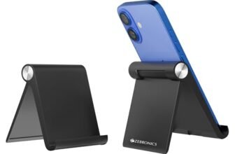 Zebronics Foldable Mobile & Tablet Stand, Multi-Angle Adjustable, Supports Up to 30.48cm Devices, Lightweight & Portable Design (MTS30)