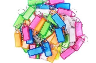 Storite 25 Pcs Keyring & Keychain with Name Tag Labels, Multicolor