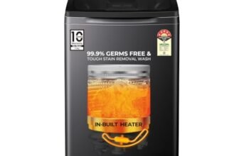 Haier 11 Kg, In-Built Heater, Front Panel Design, NZP Technology, Oceanus Wave Drum, Fully Automatic Top Load Washing Machine (ETL110-HC8S8 | Black)