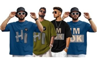 AUSK Mens Loose Fit Oversized Printed Cotton T-Shirts Half Sleeve Drop Shoulder Men Tshirt Pack of 4