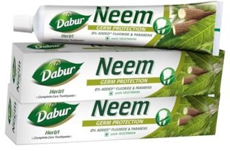 Dabur Herb’l Neem Germ Protection Toothpaste – 600g (200g + 100g x Pack of 2) | Fights Bacteria | No Added Flourides & Parabens | Complete Oral Care