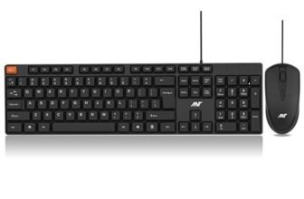 Ant MASTER15 Wired Keyboard and Mouse Combo, 104-Key Full-Size Silent Membrane USB Keyboard & 1000 DPI High-Precision Optical Mouse for Laptop/PC, Ergonomic Lightweight Design, Plug & Play – Black