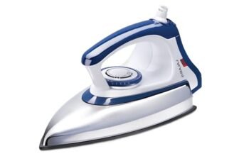 Bajaj Majesty DX-11 1000W Dry Iron with Advance Soleplate and Anti-bacterial German Coating Technology, White and Blue