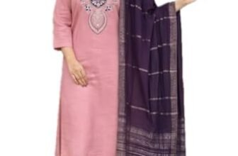 LookMark Women’s Pink Silk Blend Kurta Set with Dupatta, Traditional Ethnic Wear-AZ-LM_P1-KS2521-Pink-M