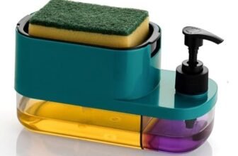 Leawall 3-in-1 Soap Dispenser with Sponge Holder – Bathroom Liquid Soap Pump for Kitchen Sink handwash Dispenser Bottle soap Dispenser for wash Basin Kitchen Accessories Items for Home (Multicolor)