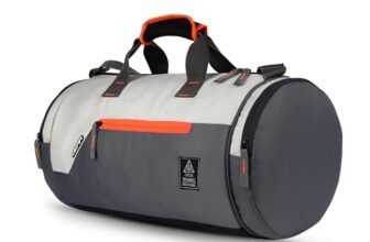 Gear Cross Training 9″/29L Large Water Resistant Duffle Bag | Travel Bag | Gym Bag for Men & Women (Grey – Orange)