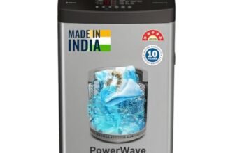 Bosch 8 kg 5 Star Fully Automatic Top Load Washing Machine,PowerWave Wash,Inbuilt Dual Lint Filter, Stainless Steel VarioDrum with 5 fin Pulsator, Flex Drain, Water Save,Dark Grey (WOE80AH0IN)