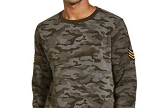 Amazon Brand – INKAST Men’s Cotton Blend Hooded and Crew Neck Regular Fit Sweatshirt(Aw21Inksw07_Olive Camo1_Large)