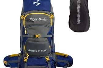 Jager-Smith 70L Rucksack Bag for Men & Women with Rain Cover, Large Water Resistant Trekking Hiking Bag Travel Backpack, 3 Year Warranty
