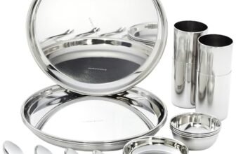Amazon Brand – Solimo Dinner Set | Stainless Steel | Mirror Finish | Set of 16 – Solid