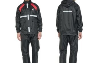 Amazon Brand – Symactive Polyester Water Resistant Rain Coat with Pant (Black, Small)