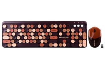 ZEBRONICS Newly launched Companion 301 2.4GHz Wireless Keyboard & Mouse Combo with UV Printed, Retro Style Keys, 104 + 12 Integrated Multimedia Keys, 1600 DPI, High Precision (Brown)