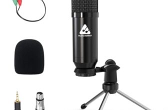 Audio Array XLR to 3.5mm Condenser Microphone Kit | Tripod, 2M Cable & Foam Filter | Compatible with Audio Interface, Mixer | Recording, Podcast, Streaming, Home Studio (Black) |AM-C39