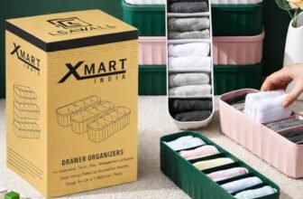 XMART INDIA Drawer Organizers for Underwear, Socks, Bras, Ties, Undergarments, and Scarves – Closet Storage Dividers for Household Use Wardrobe Storage Box Set of 4 (Multicolor), Plastic