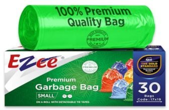 Ezee Plastic Disposable Garbage Bags, Green, Small, 30 Bags