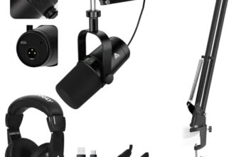 Audio Array Professional Dynamic Studio Bundle with Headphones – USB/XLR Dynamic Microphone, Boom Arm, Monitoring Headphones | 24-bit/192kHz, Plug & Play, No-Latency Recording, Monitoring – PB-11
