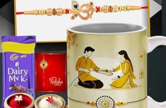 Poorak Religious Mug Chocolate Rakhi Gift Set – 1 Printed Mug, 1 Rakhi for Brother, 1 Chocolate, 1 Greeting Card, 1 Roli Chawal