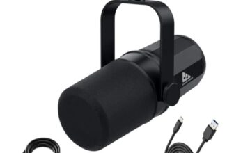 Audio Array AM-C11 XLR/USB Dynamic Podcast Microphone | Built-in Monitoring | One Touch Mute and Volume Control | Premium Metal Build | 2M XLR & USB Cable | Streaming, Gaming, Podcasting, Singing