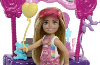 BARBIE Chelsea Doll & Lollipop Stand, 10-Piece Toy Playset with Accessories(Multicolor)