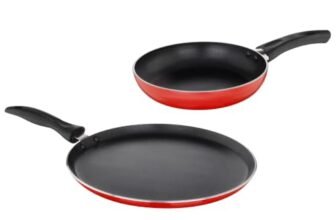 Judge by Prestige Ace Aluminium Non-Stick Cookware- Fry Pan Dia 20 cm- 1 Unit, Omni Tawa Dia 25 cm – 1 Unit