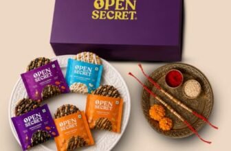 Open Secret Rakhi Set for Brother | Combo of 8 | Rakhi Gift for Brother & Bhabhi, Gift Hamper, Rakshabandhan Gifts for Sister, Assorted Cookies with Rakhis & Roli Chawal Tilak Set