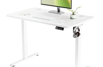 ERGOMAKER Electric Standing Desk 100x60cm (White Frame + White Desktop)