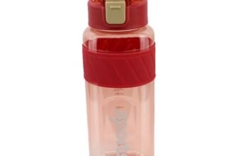 Attro Active Sports 1000ml Water Bottle with Flip Top Lid & Easy to Carry Handle ML Marking Mention for Daily Water Intake BPA Free Leak Proof – Red