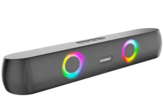 Nu Republic Party Box 160 Bluetooth Soundbar, X-Bass Technology, 52mm Dual Dynamic Drivers, 16W Output, Up to 10 Hours Playtime, RGB LED Lights, Aux/USB/TF Card, Bluetooth 5.3 (Black, 2.0 Channel)