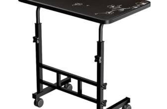 TEKCOOL Multi-Purpose Laptop Table, Study Table| Bed Table| Adjustable Height, Portable for Office, Work Form Home | DIY Table, Easy to Assemble, Engineered (Flower) Brushed, Engineered Wood