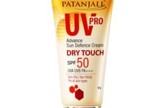 Patanjali UV Pro Advance Sun Defence Cream SPF 50 PA+++50g, Dry Touch, Non-Oily, Non-Sticky Sunscreen for All Skin Types, Ayurvedic Sunblock, Broad Spectrum UVA/UVB Protection Pack of 1