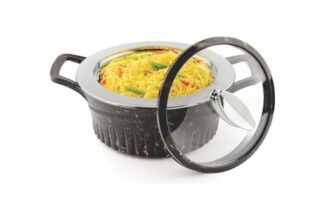 SignoraWare Master Lock BPA Free Plastic Casserole with Glass Lid | Airtight & Leakproof | Microwave Safe | Perfect for Home, Kitchen & Gifting | Ideal for Storing & Serving Hot Meals (1 Ltr |Black)