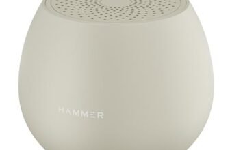 HAMMER Drop 5W Bluetooth Wireless Speaker with Twin Pairing, 1200 mAh Battery, 100H Standby Time, TWS Function, TF Card, USB Slot, Auto-Pairing, in-Built Mic, Type-C Charging, 52mm Driver (Beige)