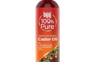 Bajaj 100% Pure Castor Oil 200ml, Pure Hair Oil, Natural Cold Pressed Castor Oil, No Silicones, Paraben Free, Lead Free