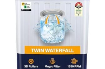 VW 7.5 kg 5 Star Pure Wash with Toughened Glass Semi Automatic Top Load Washing Machine PureWash0075G (White)