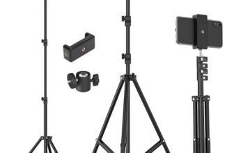 Tygot Lightweight & Portable 7 Feet (84 Inch) Long Tripod Stand with Adjustable Mobile Clip Holder for All Mobiles & Cameras (Black)
