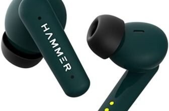 HAMMER Airflow Plus TWS Earbuds with Bluetooth 5.1, Type-C Charging, Smart Touch Control, IPX4 Rated SweatProof, Stereo Sound, Upto 23 Hours Playback, Noise Isolation (Emerald Green)