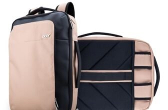 Acer Swift 2-in-1 Convertible 15.6 Inch Backpack | Sleek, Lightweight & Spacious Design | 11.5L Capacity | Convertible Design with Tuckaway & Removable Straps | Premium Metal Accents | (TAN)