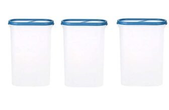 SIMPARTE 360° AirTight Kitchen Storage Container Set for Rice|Dal|Atta|Flour|Cereals|Pulses|Snacks, Stackable|BPA Free|Modular Design|Set of 3 (2400 ml), Sky Blue
