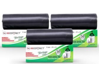 Reconnect Garbage Bags Medium Size Dustbin Bag 19 x 21 Inches | 90 Pcs Pack of 3 | Heavy Duty Leak Proof Trash Bags for Home Kitchen Use