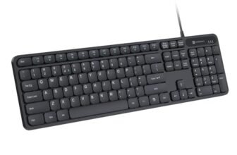 Portronics Ki-Pad 3 USB Wired Keyboard with Large Keycaps, Noise-Free Typing, Fn Multimedia Hotkeys, Full-Size Layout with Num Pad, Ergonomic Design, 1.5m USB Cable, for Laptop, PC, Mac (Black)