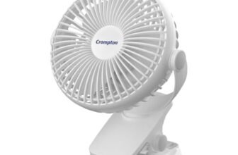 Crompton Siro Rechargeable Clip Fan 100MM | Safety Grill Design | Replaceable Battery | Type-C Charging | 360° Adjustable Rotation | Personal Cooling Fan for Desk, Bedroom & Travel (White)